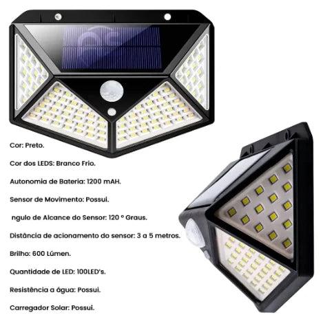 Luminária Solar 100 LEDs com Sensor