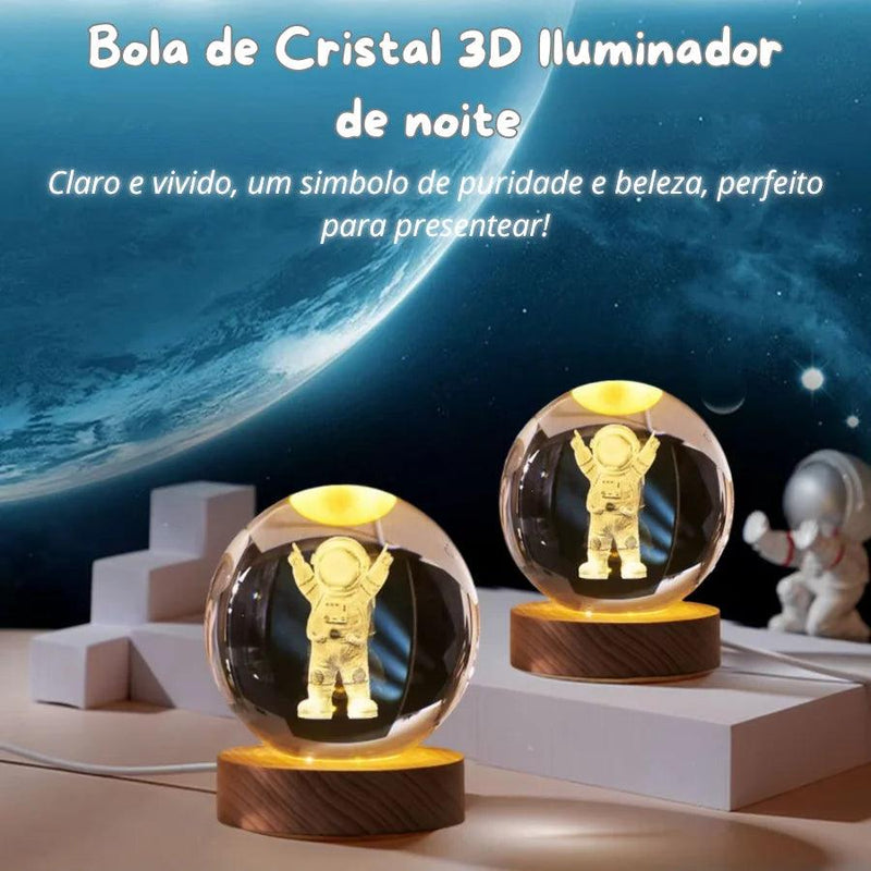 Luminária 3D Galáxia Astronauta - Luz Noturna LED USB