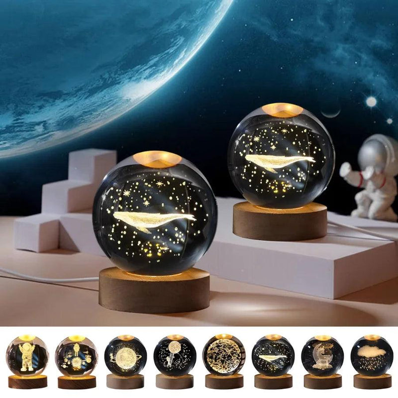 Luminária 3D Galáxia Astronauta - Luz Noturna LED USB