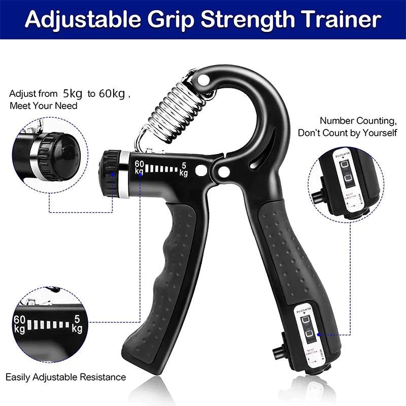 Hand Grip Ajustável 5-60kg com Contador - Exercitador de Mãos, Punhos e Antebraços